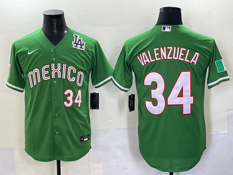 Men 2025 Los Angeles Dodgers #34 Valenzuela green Nike MLB Jersey style 6->los angeles dodgers->MLB Jersey